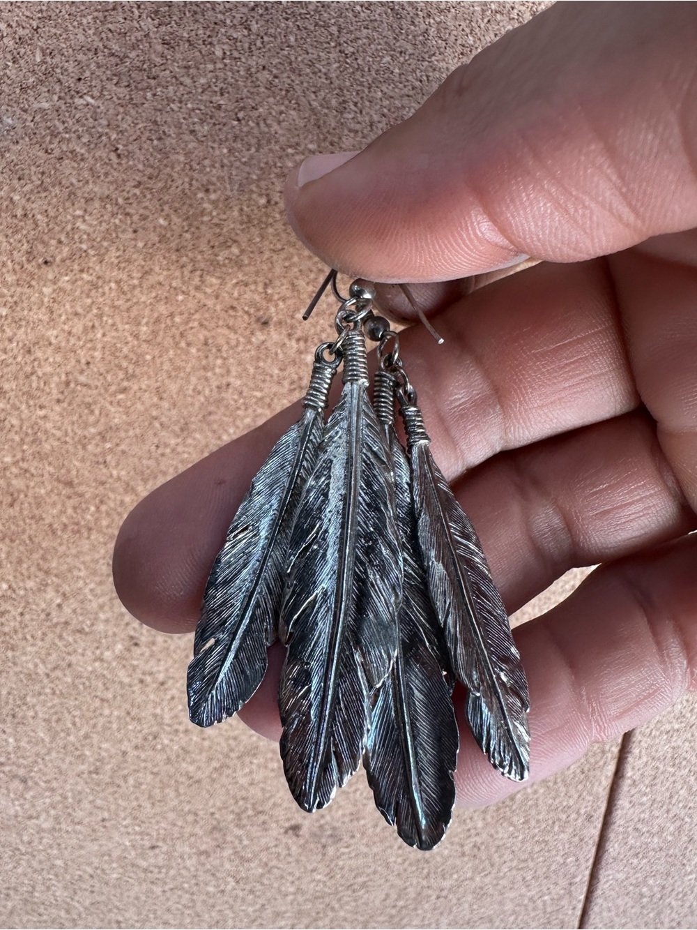 Sterling Silver Feather Dangle Earrings - Silver Feather Drop Earrings